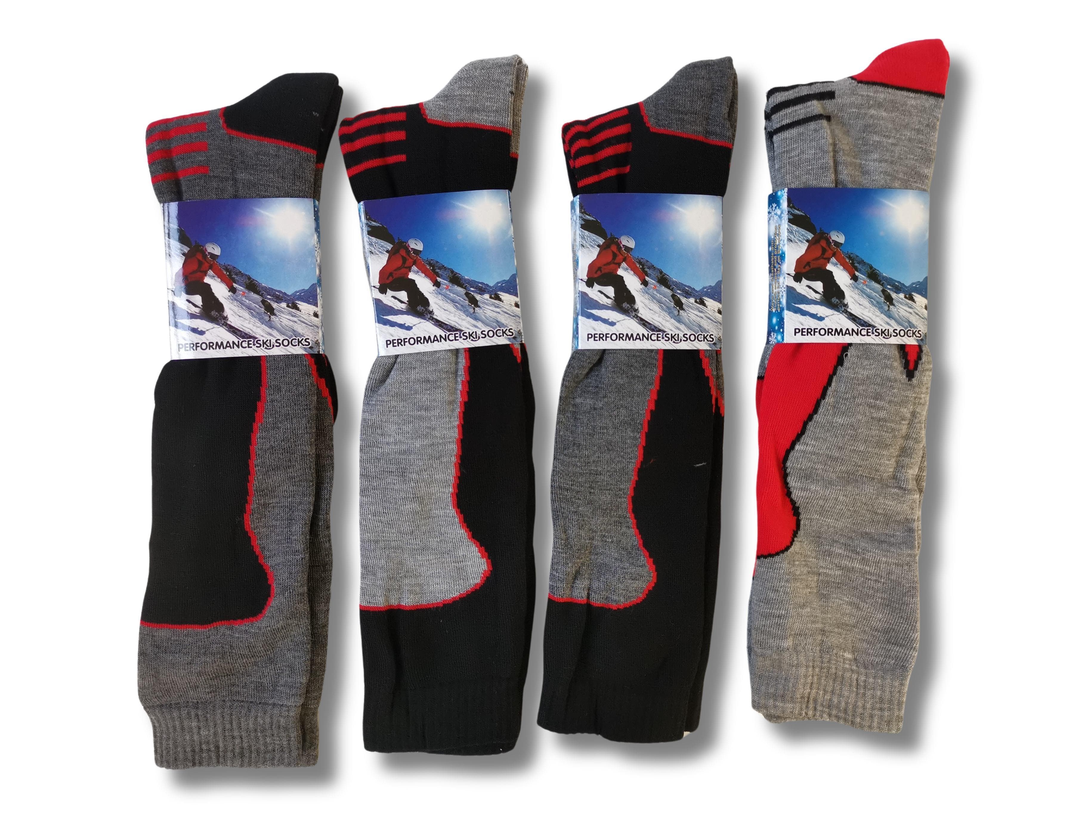 Men's Thermal Ski Snowboard Socks 4 Pack Knee High Insulated Winter Hiking