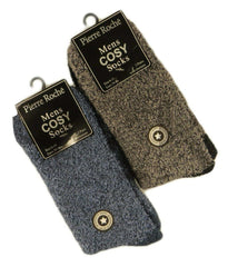 4 Pack Men's Thermal Slipper Socks Non Skid Gripper With Thick Fleece Lining