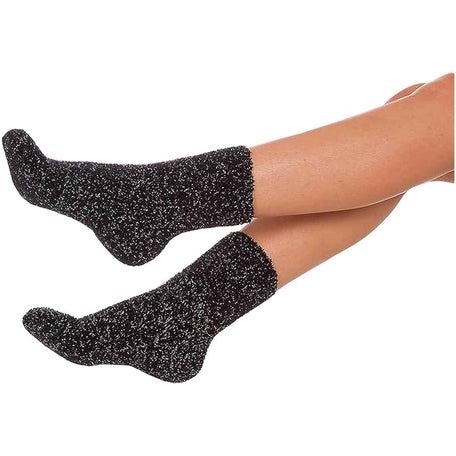 Women's Slipper Socks Fluffy Warm Fuzzy cosy 4 Pack Purple Black UK Size 4-8
