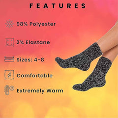 Women's Slipper Socks Fluffy Warm Fuzzy cosy 4 Pack Purple Black UK Size 4-8