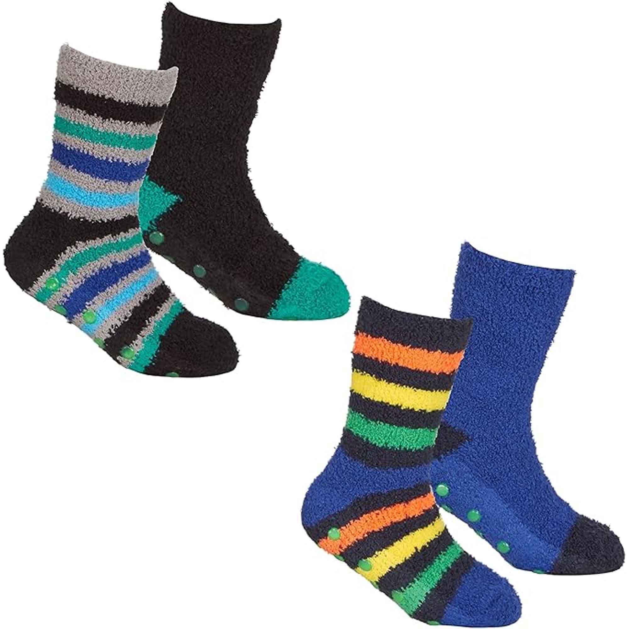 Fluffy Slipper Socks 4 Pack Ultra Soft Thermal Winter Non Slip Plush Lounge