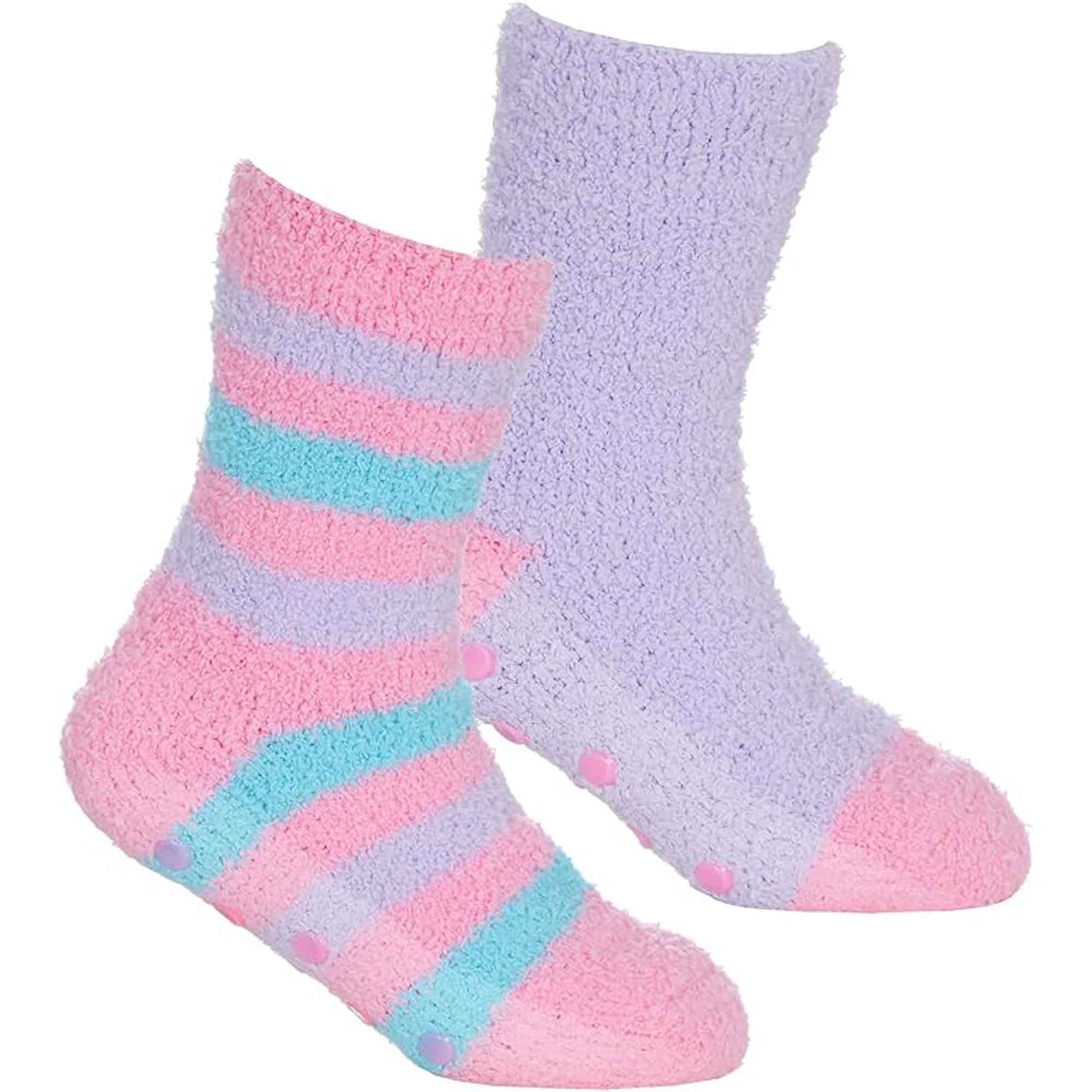 Fluffy Slipper Socks 4 Pack Ultra Soft Thermal Winter Non Slip Plush Lounge