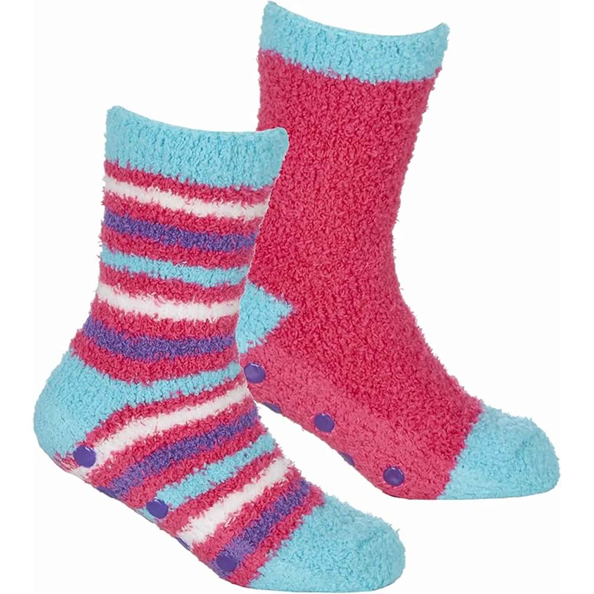Fluffy Slipper Socks 4 Pack Ultra Soft Thermal Winter Non Slip Plush Lounge