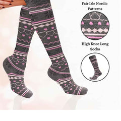 Women's Ski Boot Socks Knee Length 4 Pairs Cotton Rich Full Cushioning Thermal