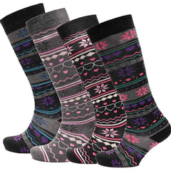 Women's Ski Boot Socks Knee Length 4 Pairs Cotton Rich Full Cushioning Thermal