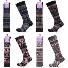 Women's Ski Boot Socks Knee Length 4 Pairs Cotton Rich Full Cushioning Thermal