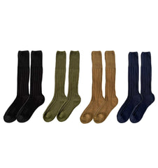 4 Pack Men's Knee High Army Socks Cushioned Terry Reinforced Toe Arch Support