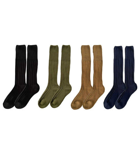 4 Pack Men's Knee High Army Socks Cushioned Terry Reinforced Toe Arch Support