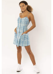 Maria Plaid Cotton Mini Dress with Patch Pockets