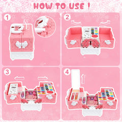 HEANING Washable Kids' Makeup Set – Safe & Fun Cosmetic Kit for Girls