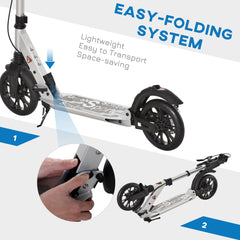 HOMCOM Foldable Kick Scooter – Adjustable Height, Double Suspension & Dual Brakes