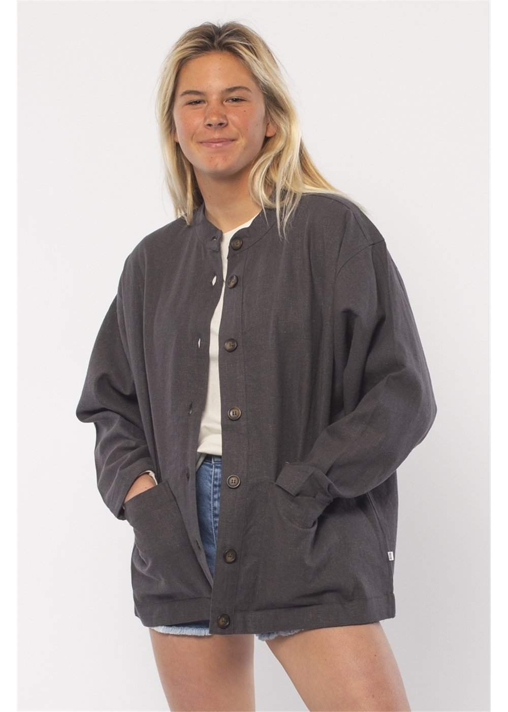 Sisstrevolution Women's Chrissy Slub Canvas Jacket, Linen Viscose
