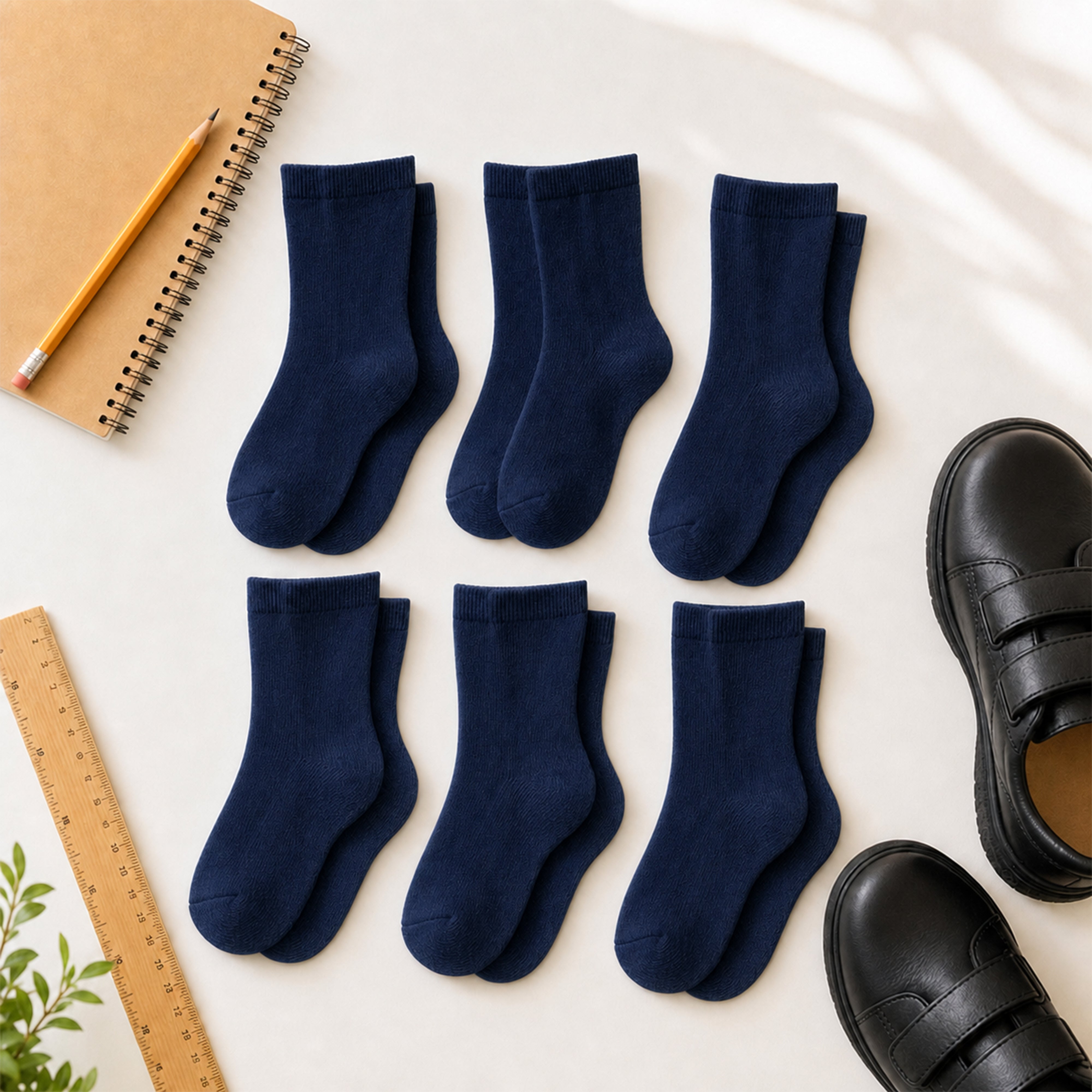 6 Pairs Kids' Cotton Rich School Socks Ankle Breathable Durable Uniform Unisex