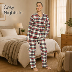 Women's Flannelette Check Pyjama Set Soft Brushed Cotton Easy Care