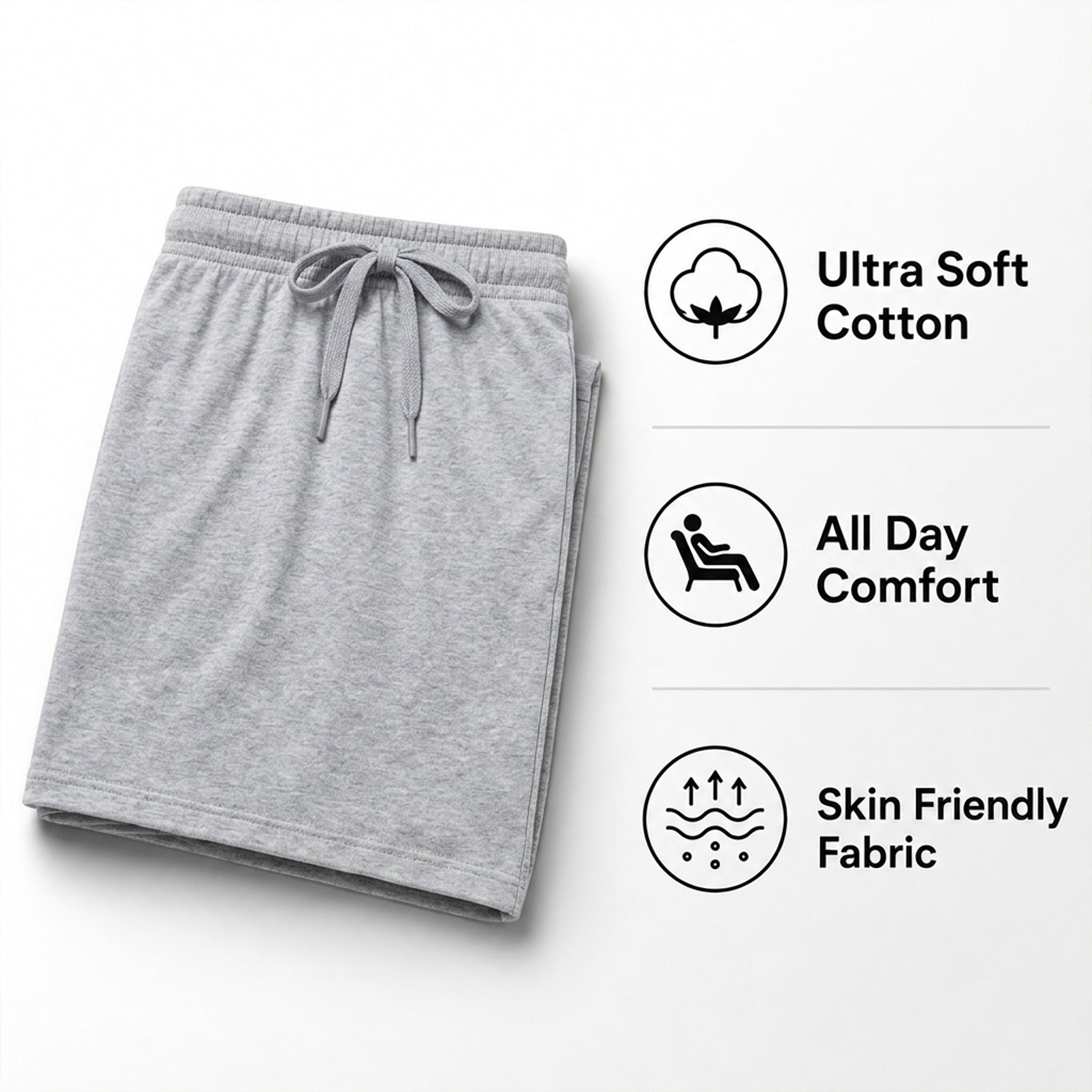 Men's Cotton Lounge Shorts Stretchable 2 Pack Black Navy Grey Durable