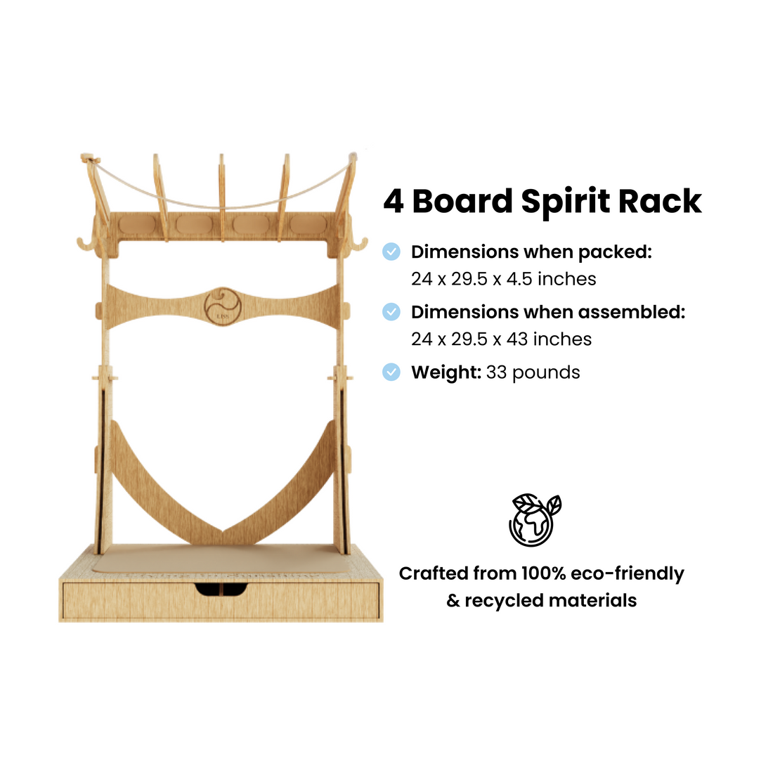 Living in Sunshine Spirit Rack Freestanding Surfboard Stand, 4 Boards