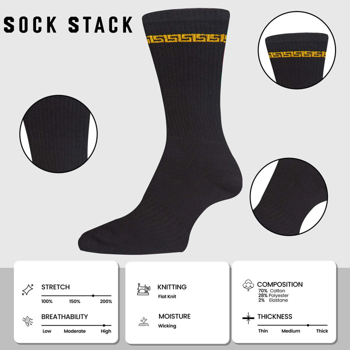 5 Pack Men's Sparta Greek Design Sport Socks Cotton Durable Blend For Sports, image 2