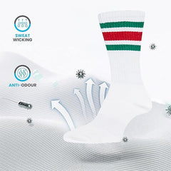Men's Stripes Sport Crew Socks Cotton Durable Blend 5 Pack For Training Running