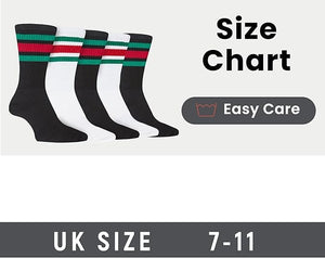 Men's Stripes Sport Crew Socks Cotton Durable Blend 5 Pack For Training Running