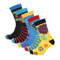 Men's Cotton Rich Novelty Dad Socks 5 Pack Colorful Breathable Crew Length Gift
