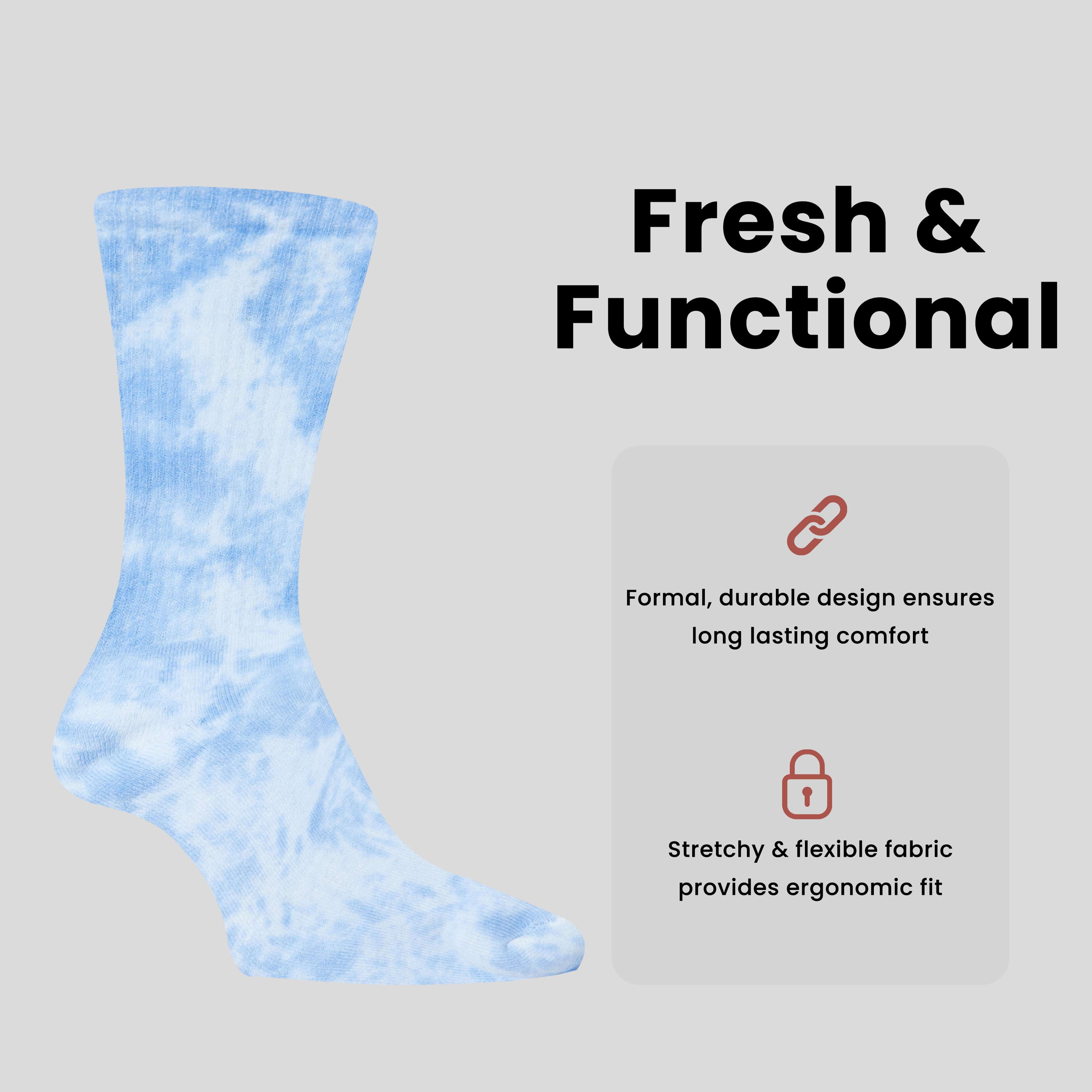 Sport Socks 5 Pack Tie Dye Cotton Durable Blend Unisex Casual