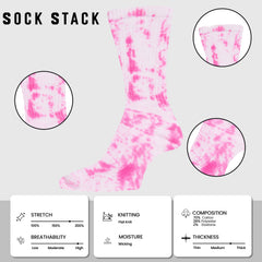 Sport Socks 5 Pack Tie Dye Cotton Durable Blend Unisex Casual