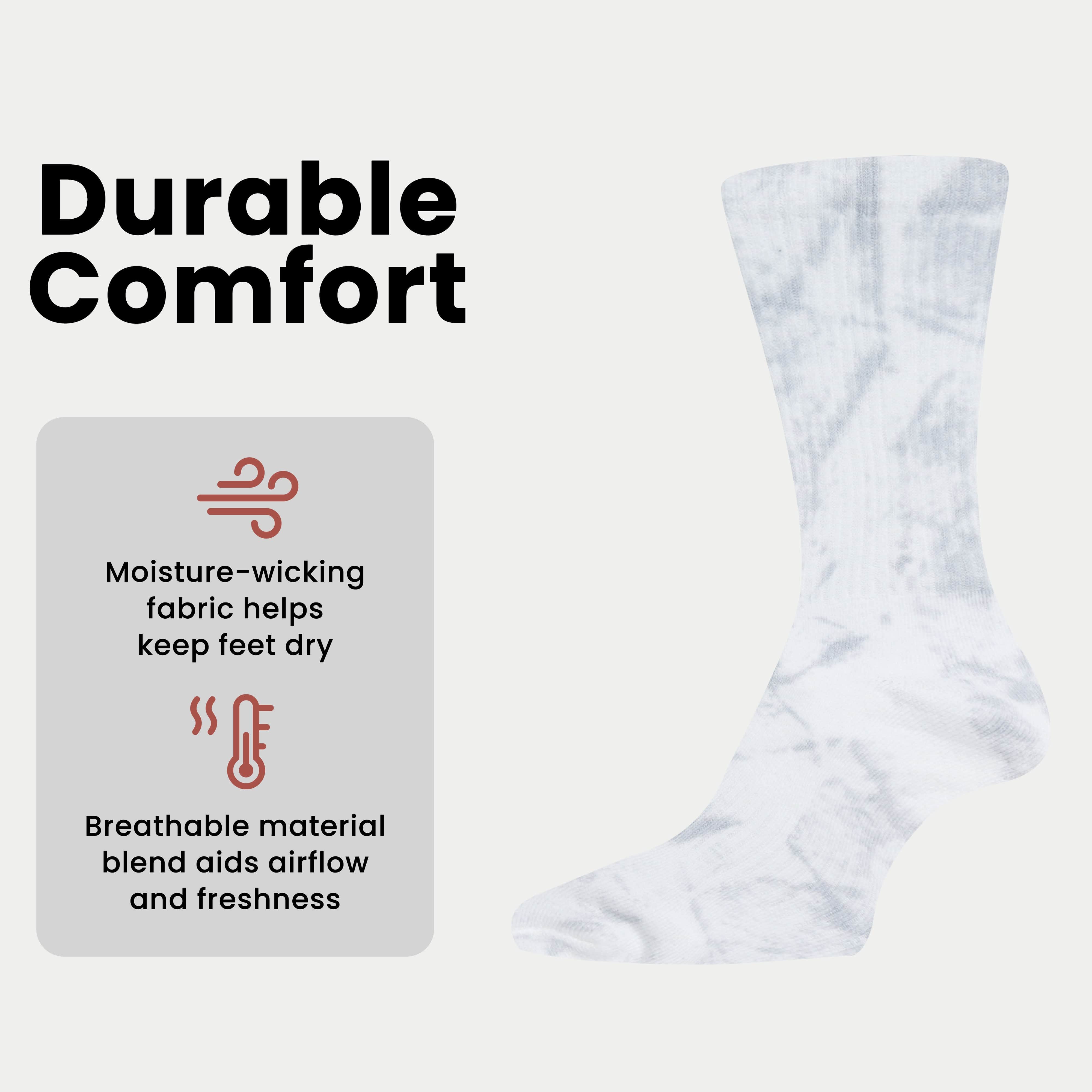 Sport Socks 5 Pack Tie Dye Cotton Durable Blend Unisex Casual