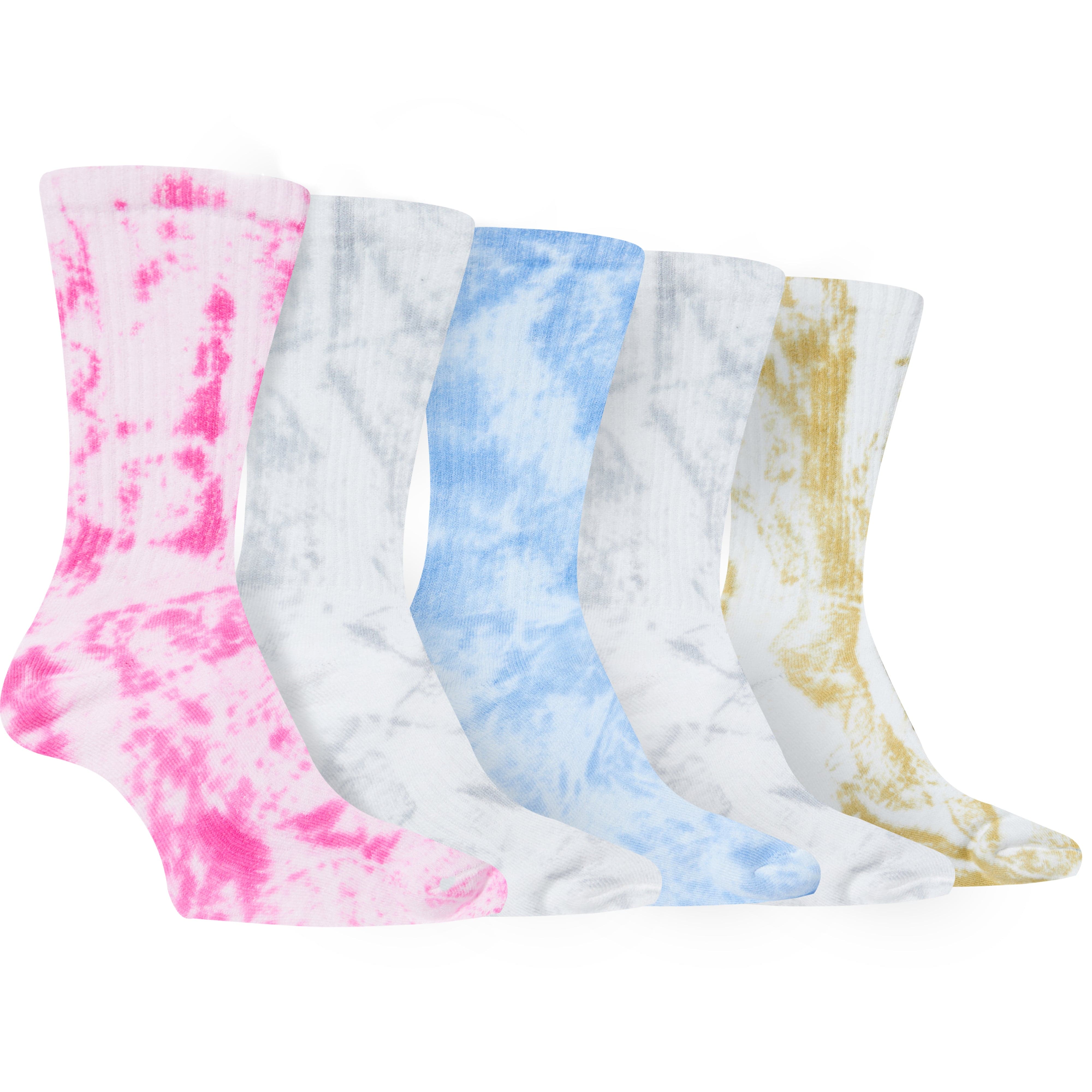 Sport Socks 5 Pack Tie Dye Cotton Durable Blend Unisex Casual