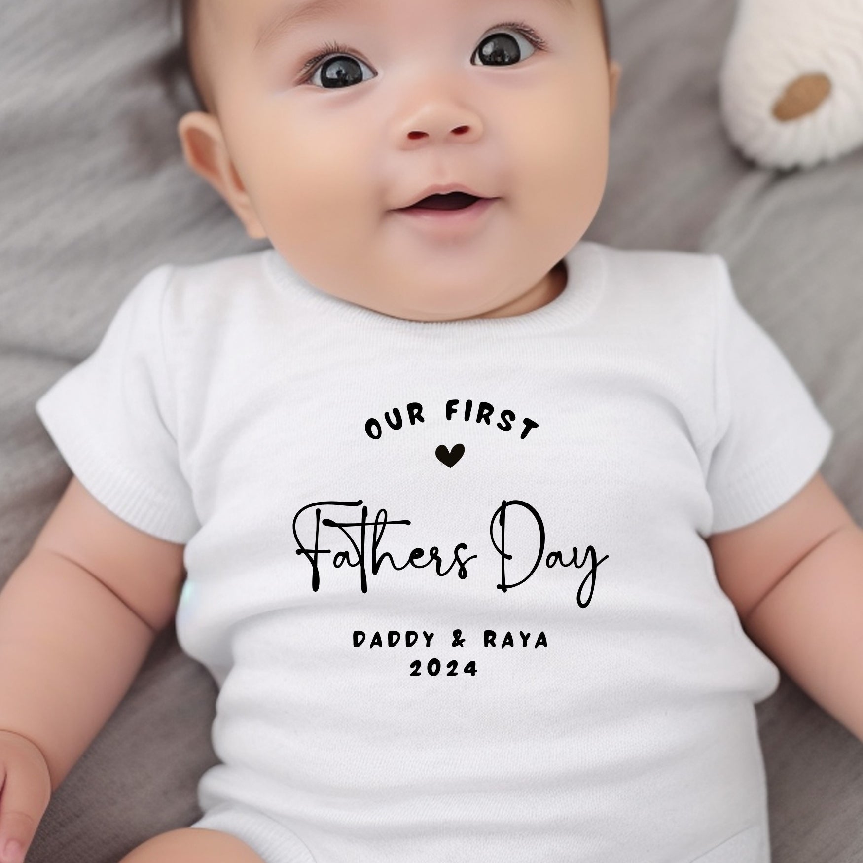 Personalised Our First Father's Day Baby Grow, Vest or Bib