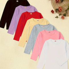 Girls' Soft Knit Long-Sleeve T-Shirt – Versatile & Comfortable
