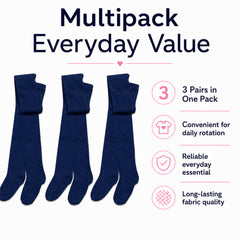 Girls' Cotton Lycra School Tights 3 Pack – Ages 3–12
