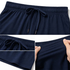 Men's Cotton Lounge Shorts Stretchable 2 Pack Black Navy Grey Durable