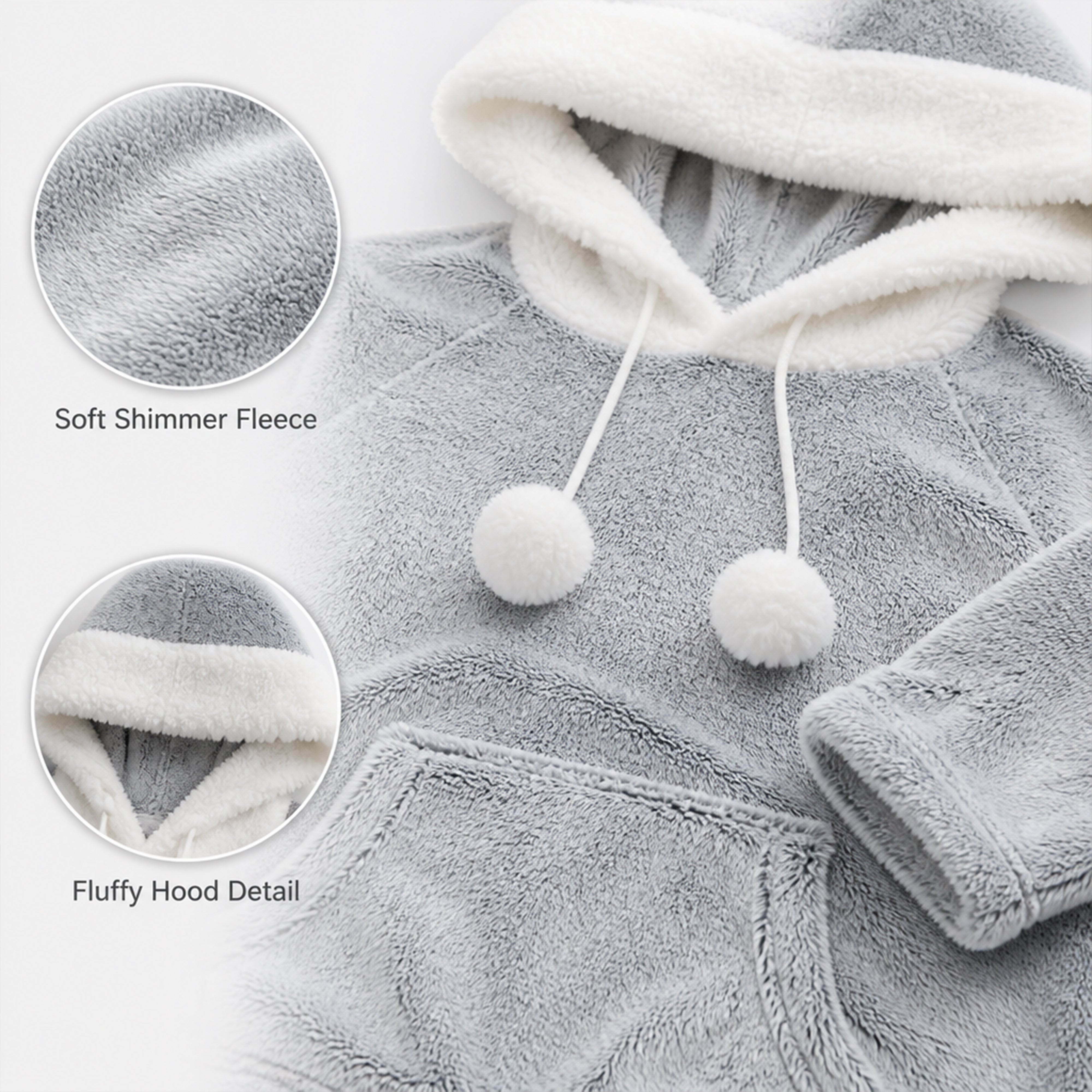 Women's Plush Fleece Hooded Pyjama Set in Shimmer Grey Cosy Winter