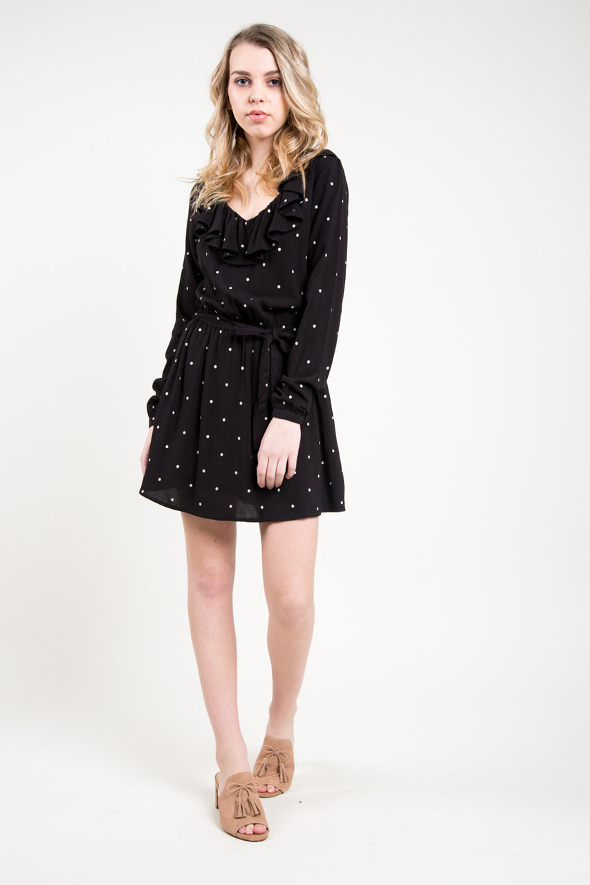 Last Hurrah Long-Sleeve Viscose Mini Dress