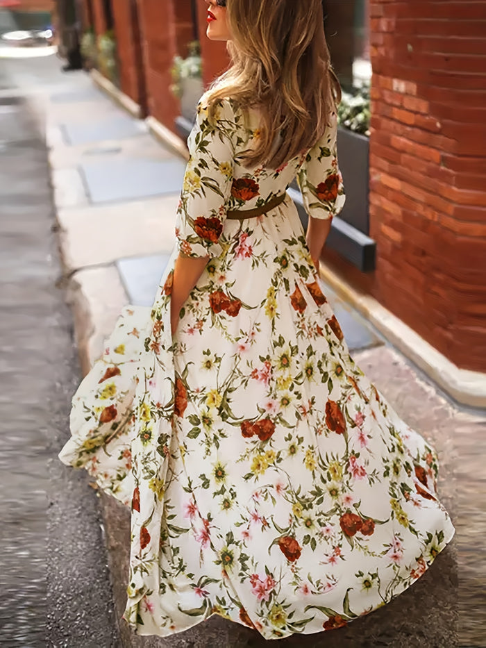 Vibrant Floral Maxi Swing Dress, Elegant & Comfortable, image 2