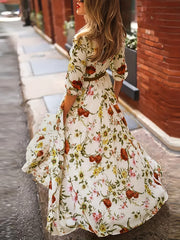 Vibrant Floral Maxi Swing Dress – Elegant & Comfortable