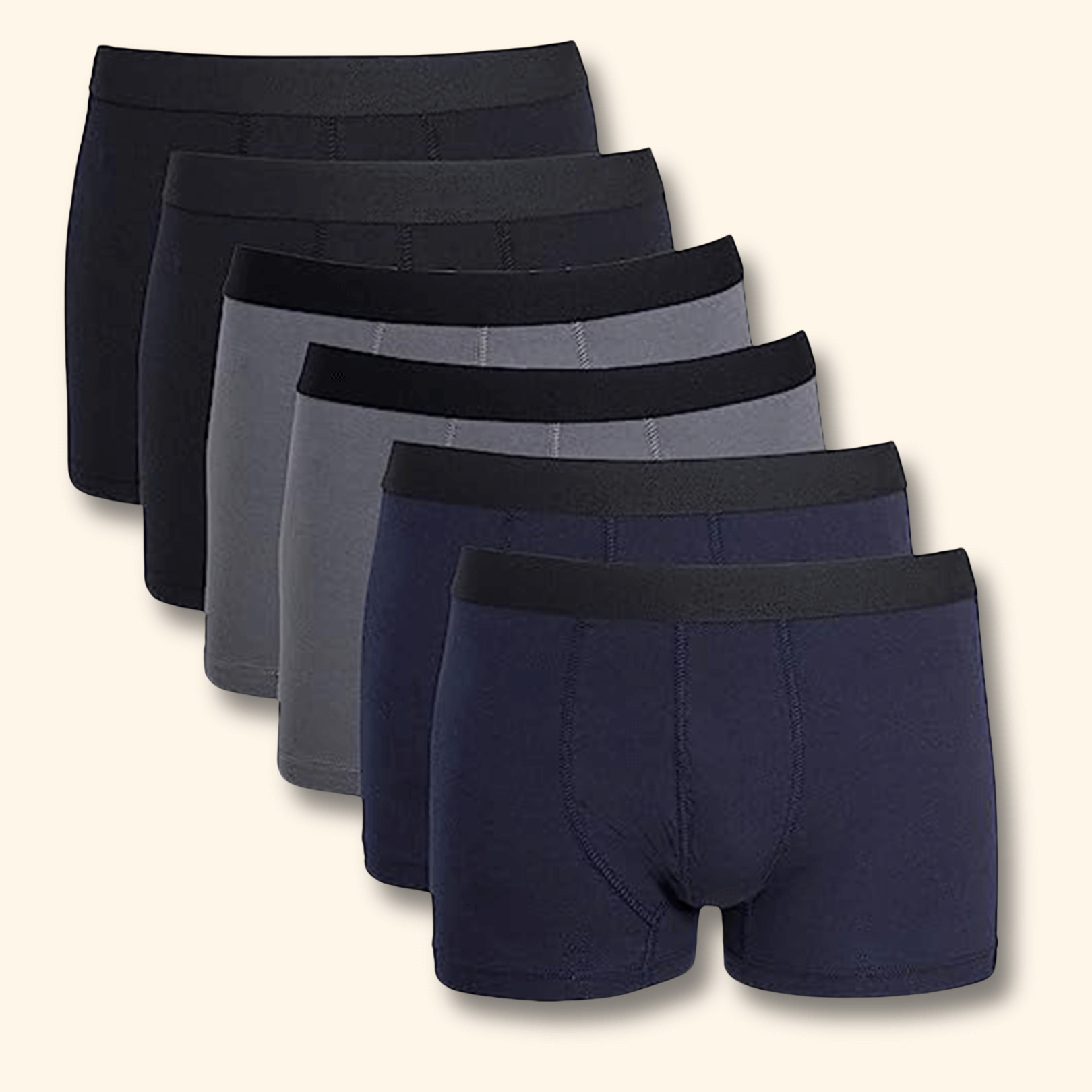 6 Pack Assorted Cotton Stretch Boxer Shorts for Men's Black Navy Grey