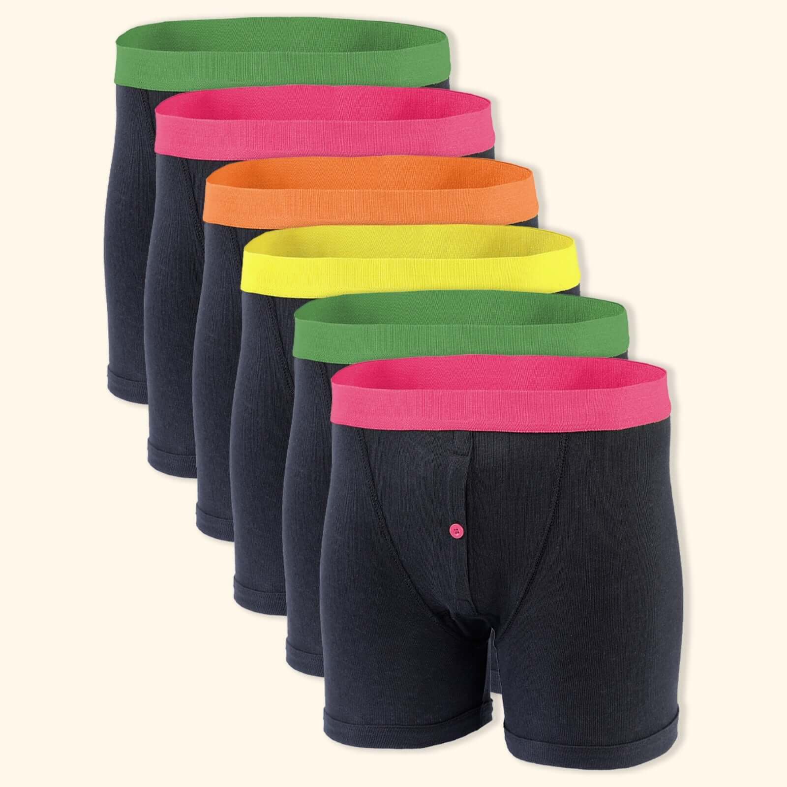 6 Pack Black Cotton Blend Boxer Shorts Men's Breathable Stretch Colorful