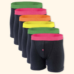 6 Pack Black Cotton Blend Boxer Shorts Men's Breathable Stretch Colorful