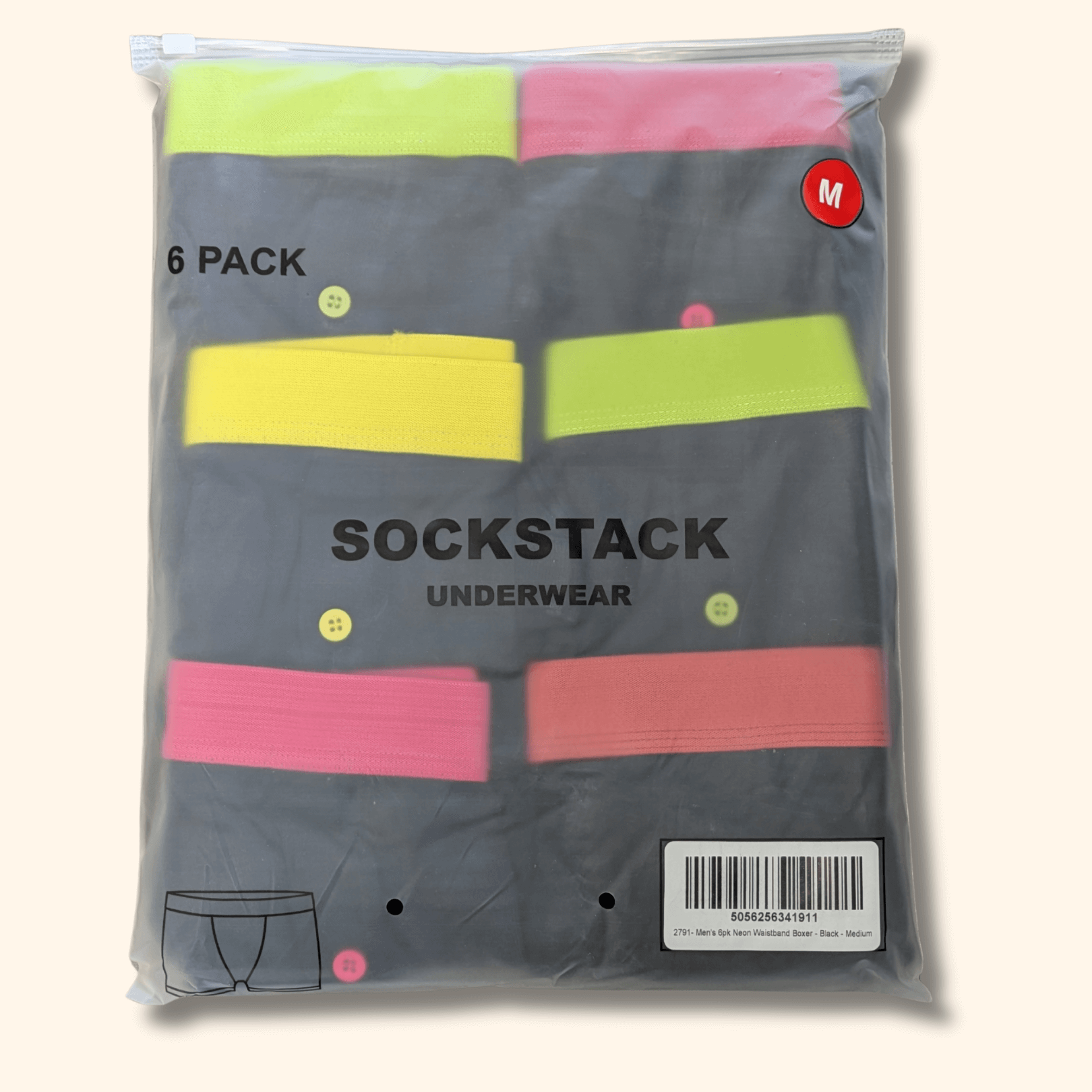 6 Pack Black Cotton Blend Boxer Shorts Men's Breathable Stretch Colorful