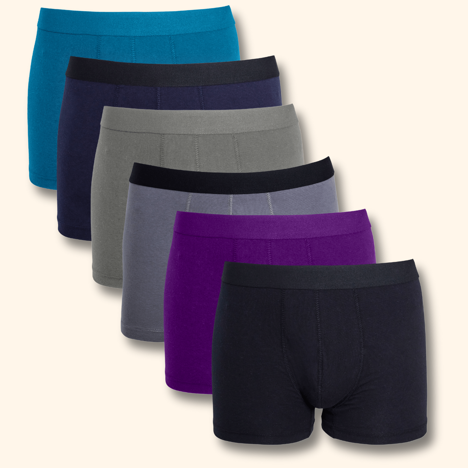 6 Pack Men's Dark Assorted Cotton Stretch Boxer Shorts With Waistband
