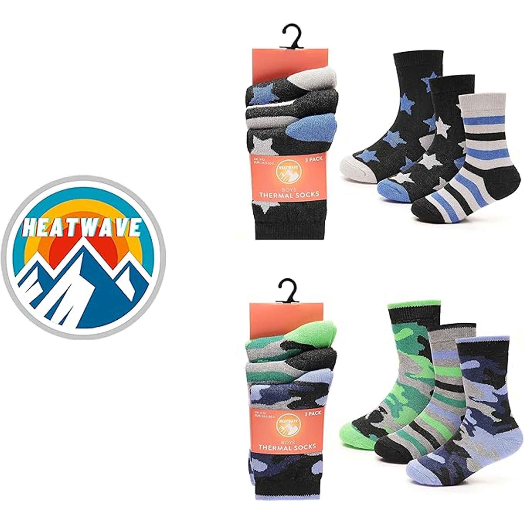 Kids' Thermal Socks 6 Pack Non Slip Cushioned Warm Winter Boots