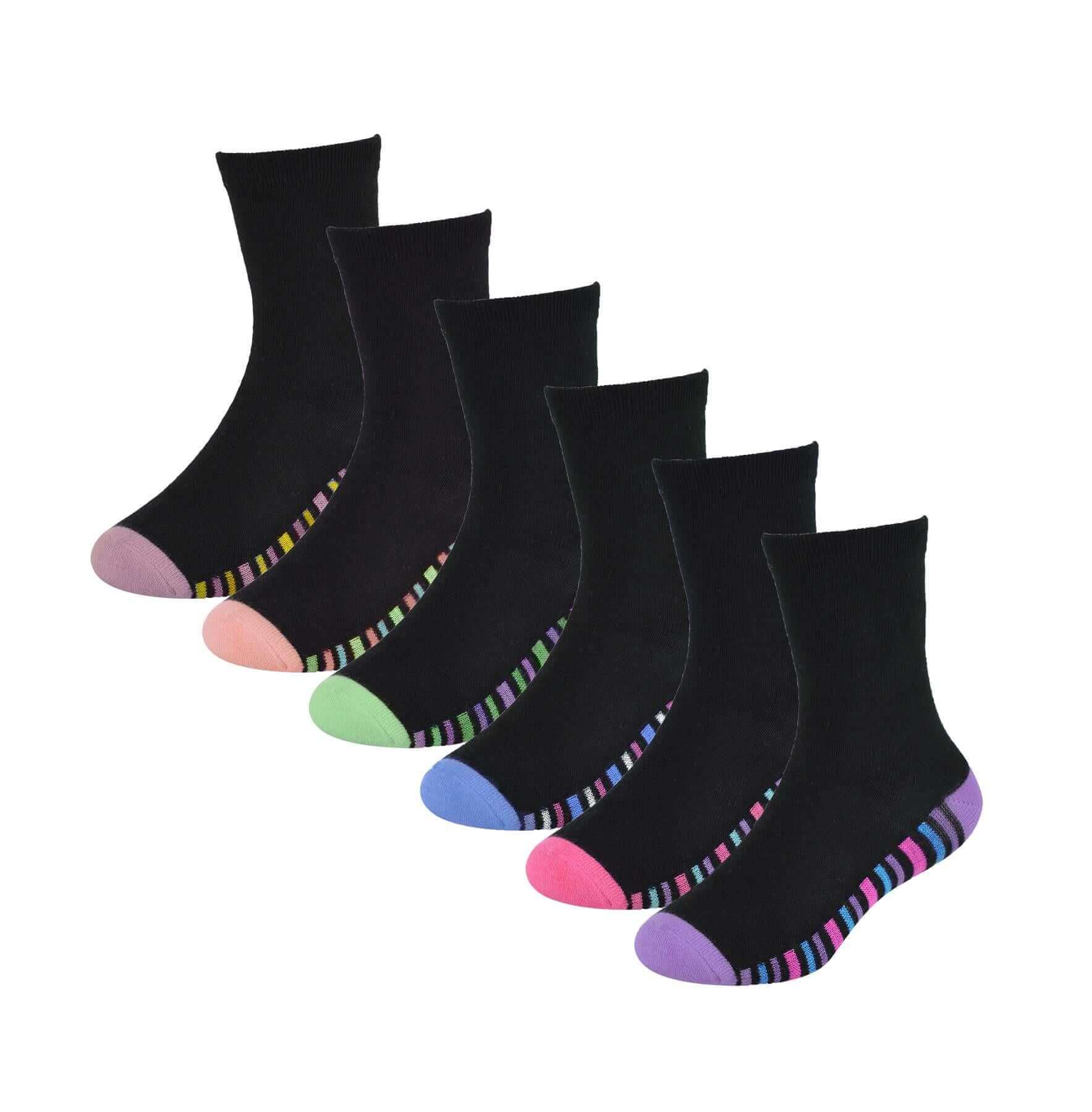 Kids' Bamboo Socks 6 Pairs Breathable Antibacterial Moisture Wicking Cotton Rich