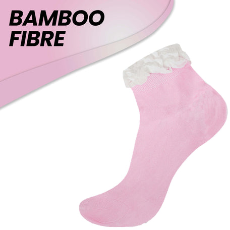 Women's Bamboo Lace Socks 6 Pairs Ultra Soft Antibacterial Moisture-Wicking