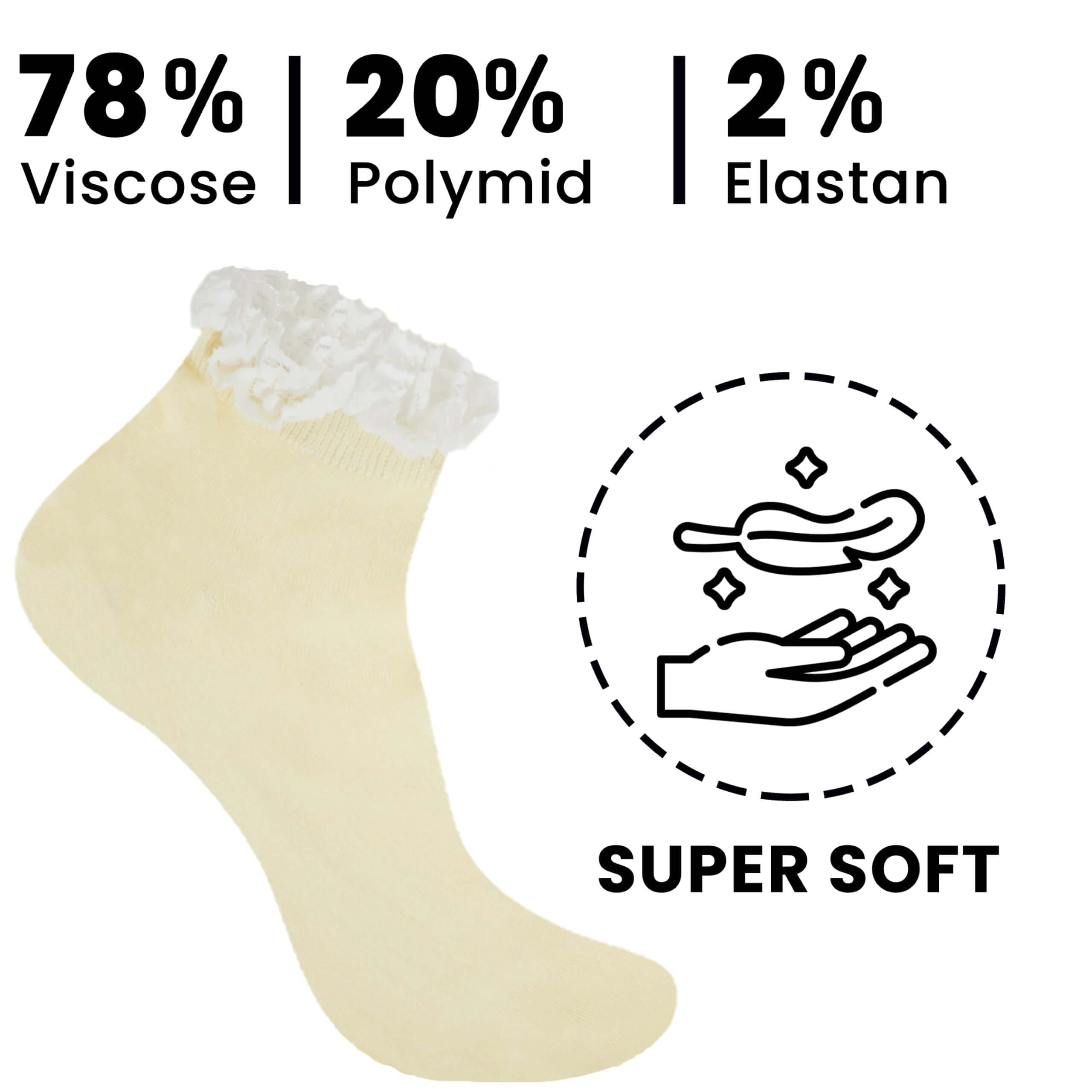 Women's Bamboo Lace Socks 6 Pairs Ultra Soft Antibacterial Moisture-Wicking