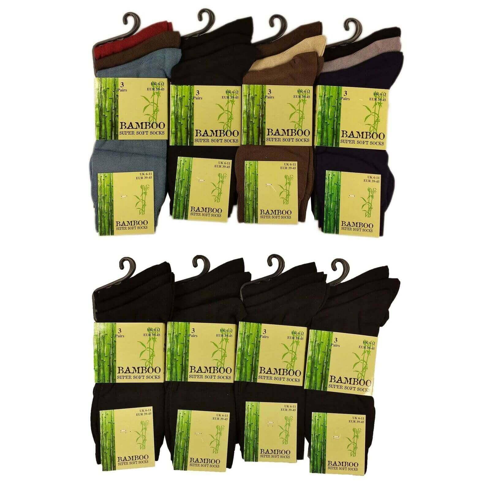 Men's Bamboo Socks 6 Pairs Anti Bacterial Moisture Wicking Breathable