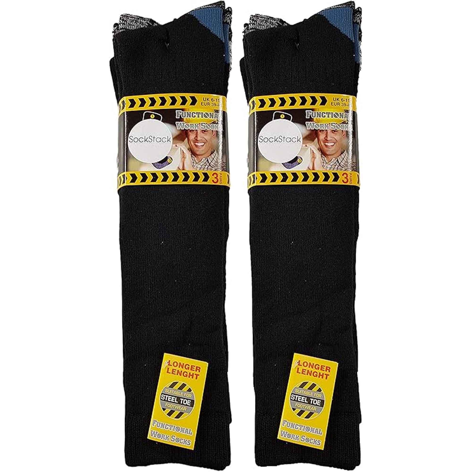 Men's Knee-Length Work Boot Socks 6 Pairs UK 6-11 EUR 39-45