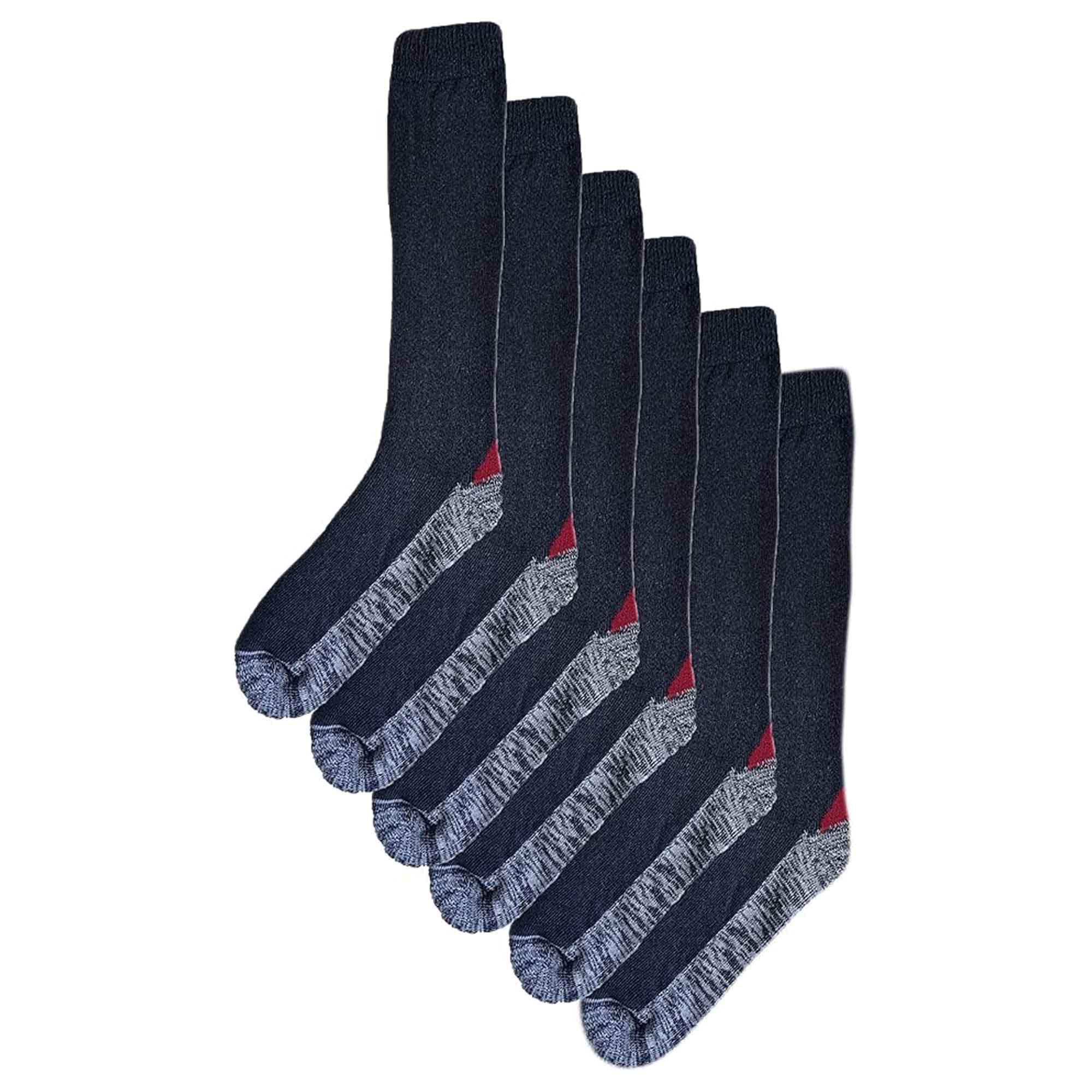 Men's Knee-Length Work Boot Socks 6 Pairs UK 6-11 EUR 39-45