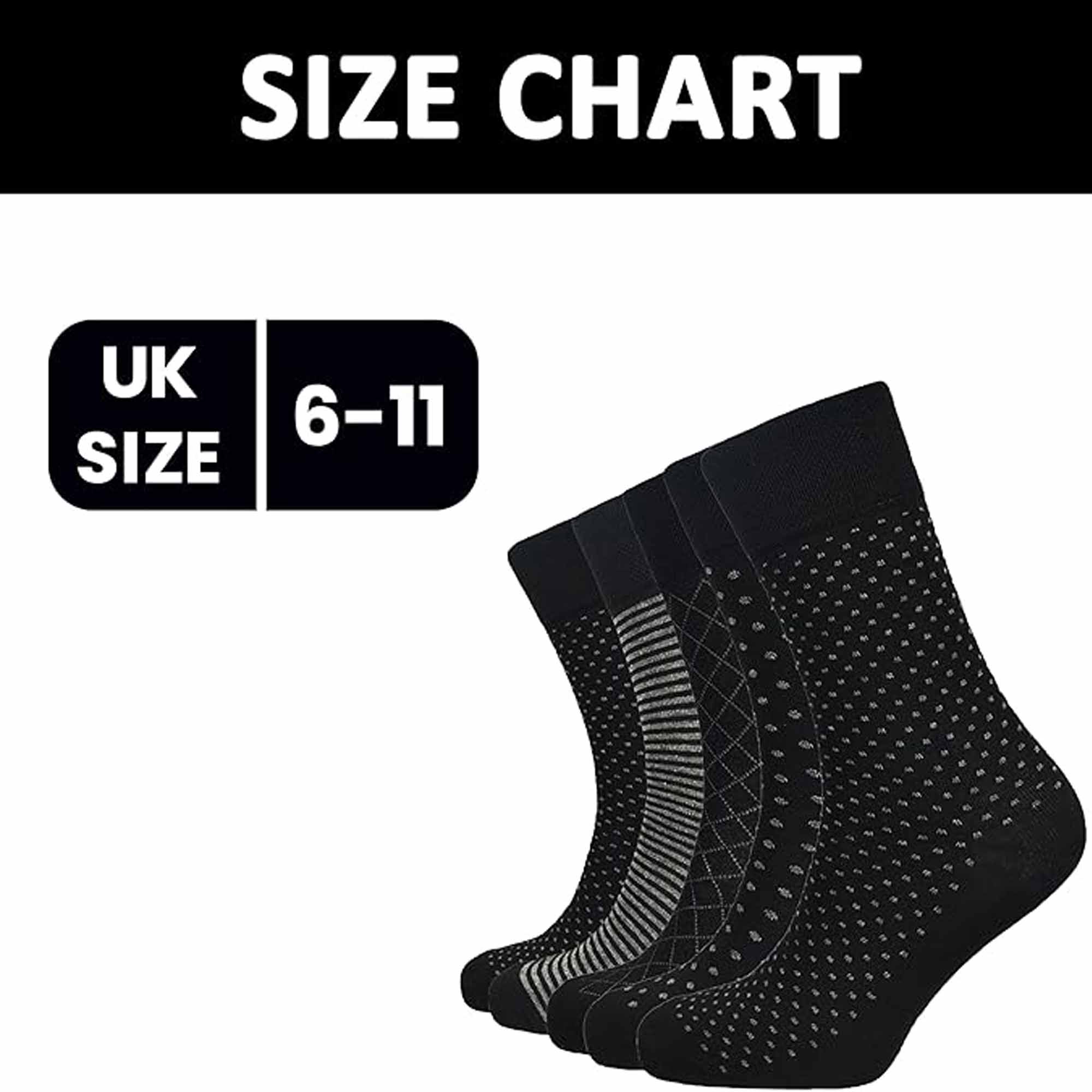 Men's Diabetic Non Elastic Cotton Socks 6 Pairs Size 6-11 Black
