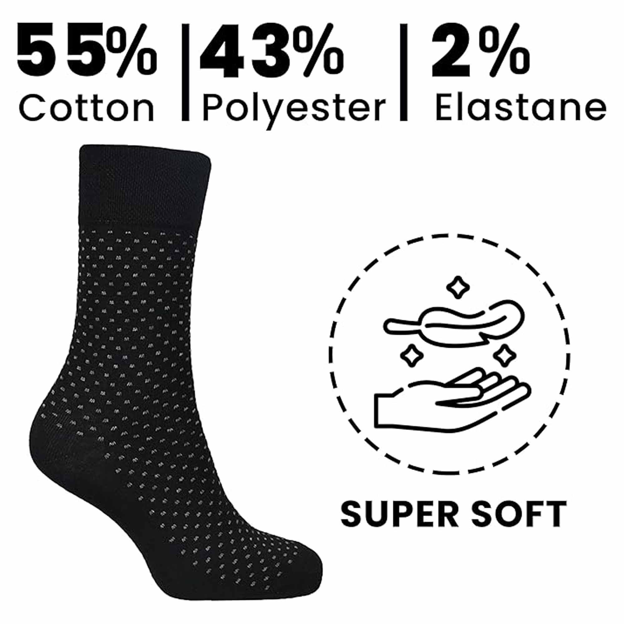 Men's Diabetic Non Elastic Cotton Socks 6 Pairs Size 6-11 Black